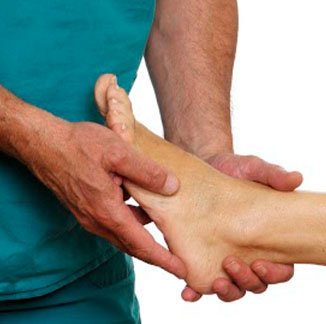 podiatrist examining foot